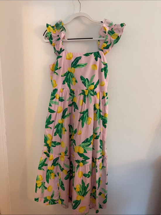 J. Crew Dresses & Skirts - Pink Lemon Print Ruffle Strap Maxi Dress